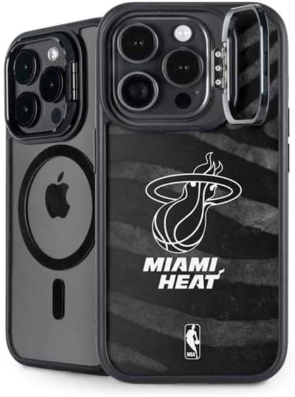 Skinit Kickstand Phone Case Compatible with iPhone 16 Pro Max - Officially Licensed NBA Miami Heat Black Partial Logo Design