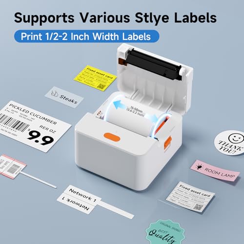 Image of P1 Label Maker, 2 Inch Thermal Printer, Label Maker Waterproof Labels, Label Printer for Small Business, Home, Office, Logo, Address, Clothing, Organizing with 1 Roll Label, White