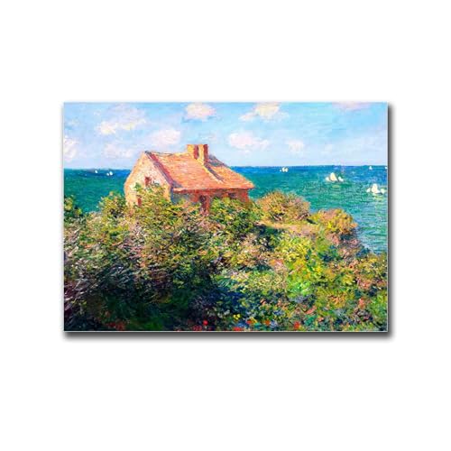 YX Tide Canvas Painting Wall Mural Print Claude Monet The Fisherman's Cottage at Varengeville Painting Poster Modern Art Decoration for Living Room Bedroom and Office 8X12inch Without Frame