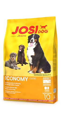JosiDog Economy 10 kg | Adult | Premium Trockenfutter für ausgewachsene weniger aktive Hunde | mit viel tierischem Protein | Powered by JOSERA | Hundefutter | Alleinfutter | 1er Pack