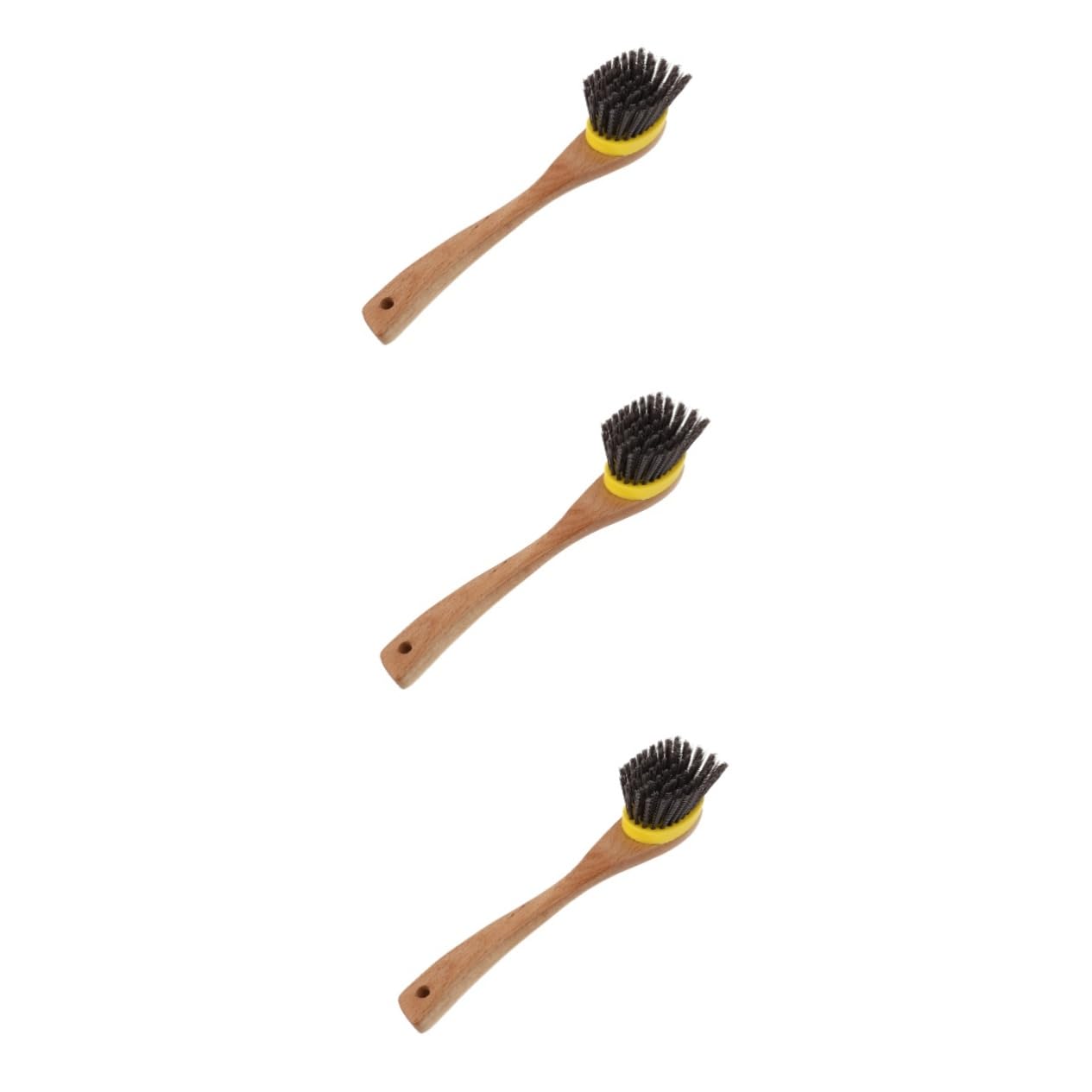 3 Piezas Cepillo de Cocina de Mango de Madera Cerdas Densas para Limpieza Eficaz de Ollas y Utensilios Práctico y Desmontable para Grasa y Suciedad Cocinas