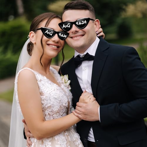 Flutesan 12 Pcs Wedding Personalised Sunglasses Bulk Custom Cat Eye Sunglasses with 4 Paint Pens for DIY Custom Party Favors4