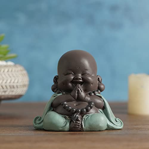 JUJOYBD Small Laughing Buddha, Cute Monk Statue, Ceramic Ornaments, Small Buddha Figure, Gift Table Decoration, Prayer - Image 4