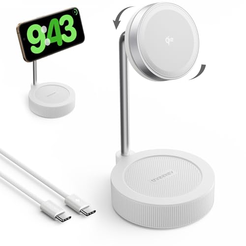 Support de charge sans fil induction blanc pour smartphone iPhone 16/15/14/13 et Airpods