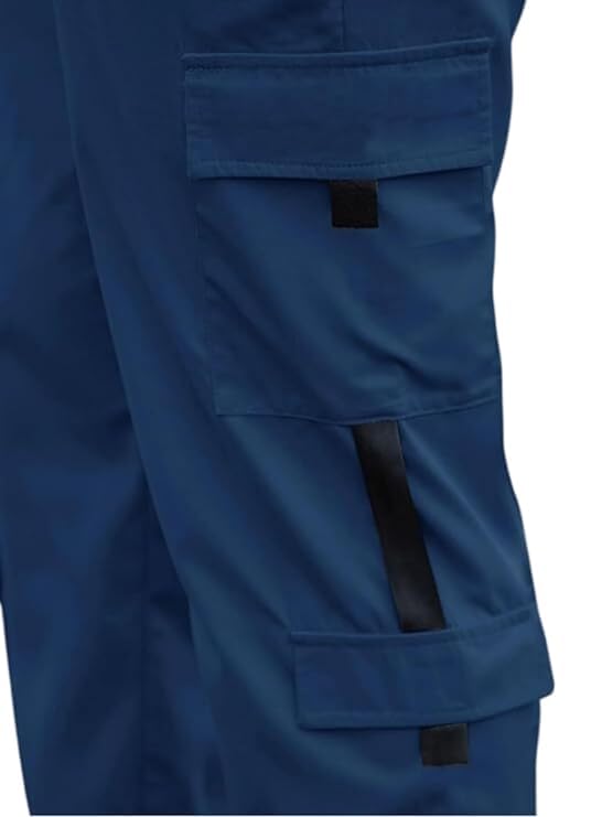 Image of Men's Cargo Pants | Lycra Blend Regular Fit | Solid Color Casual Trousers with Drawstring Closure | Comfortable Everyday Bottoms