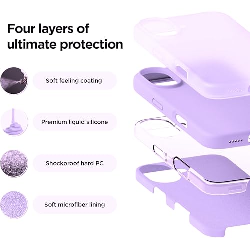 Image of SBMS Liquid Silicone Case for Apple iPhone 16 6.1-Inch, Silky-Soft Touch Full-Body Protective Phone Case, Shockproof Back Cover Case Pouch for iPhone 16 (Lite Purple)