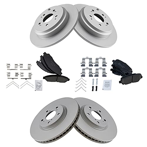 TRQ Front and Rear Brake Pad & Rotor Kit Brake Pads Brake Rotor Ceramic Premium G-Coated Compatible with 2007-2013 Acura MDX 2010-2013 ZDX 2009-2015 Honda Pilot