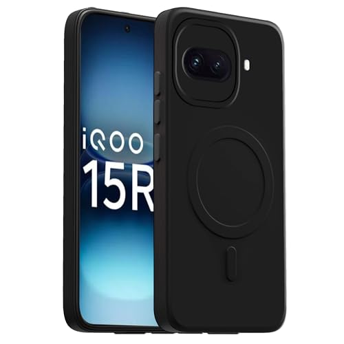 Image of amazon basics Back Cover for IQOO 15R 5G Soft Matte Silicone Mag-Safe Design (Mag-Safe Not Support) Camera Protection | Slim Fit Bumper Cover (Black)