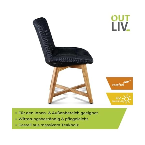 OUTLIV. Clovelly Diningstuhl Teak Geflecht Natur/Schwarz