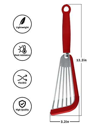 Friekylin Silicone Fish Spatula For Nonstick Cookware, Heat Resistant Slotted Spatula Turner For Cooking (Red) #TOP2