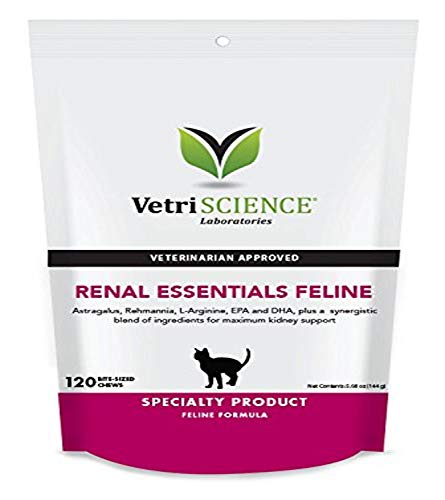VetriScience Laboratories Renal Essentials, Kidney Health Support for Cats, 120 Bite-Sized Chews