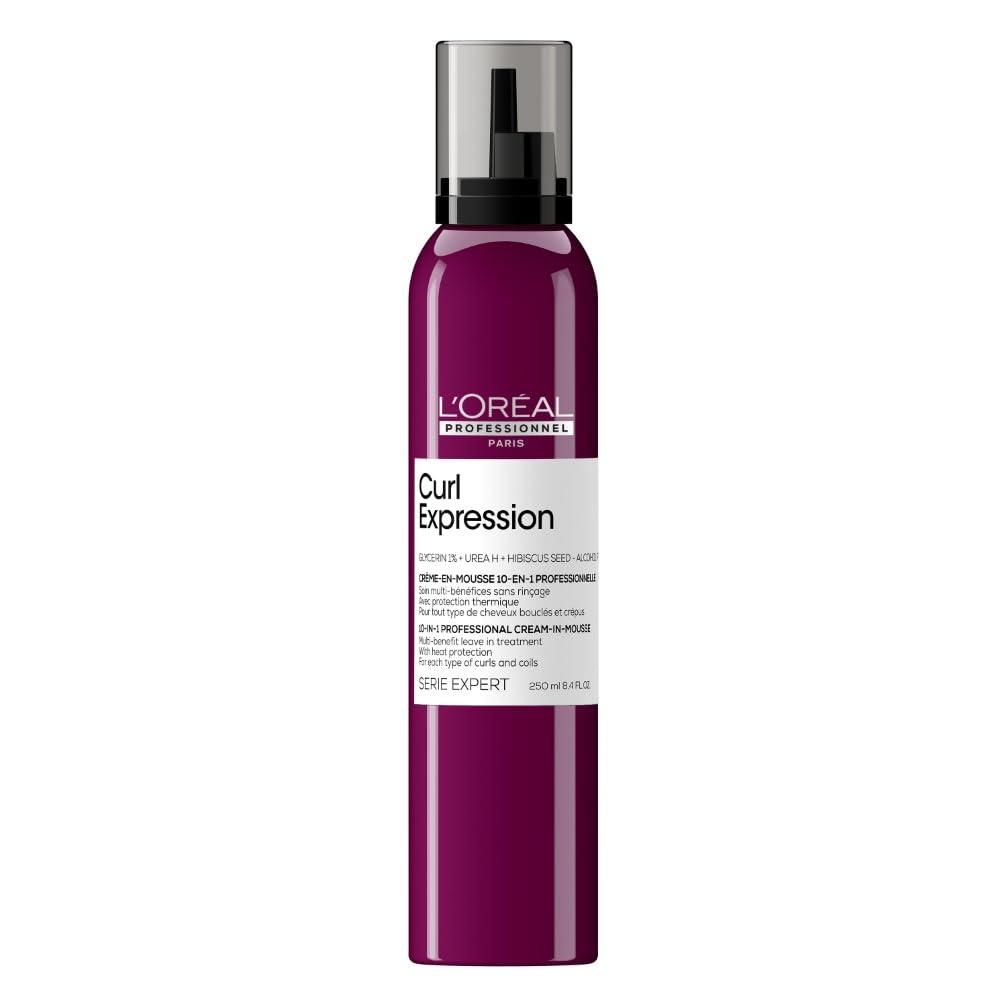 L'Oréal Professionnel Paris Crema-in-Mousse, Multi-Beneficio 10-in-1, Per Capelli Ricci e Voluminosi, Arricchita con Glicerina, Urea H e Semi di Ibisco, Serie Expert Curl Expression, 250 ml