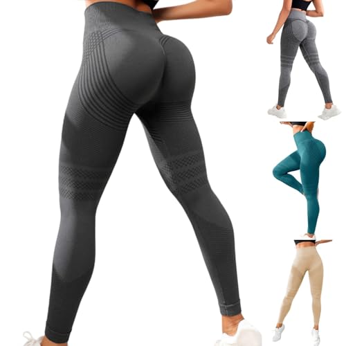 Coreex Cellulite Leggings - Coreex Celluflex 3D Kompressionsleggings - Anti-Cellulite Leggings - Nahtloser Schlankmacher für Bauch & Beine, ideal für Alltag, Freizeit und Sport (Grau2,XL)