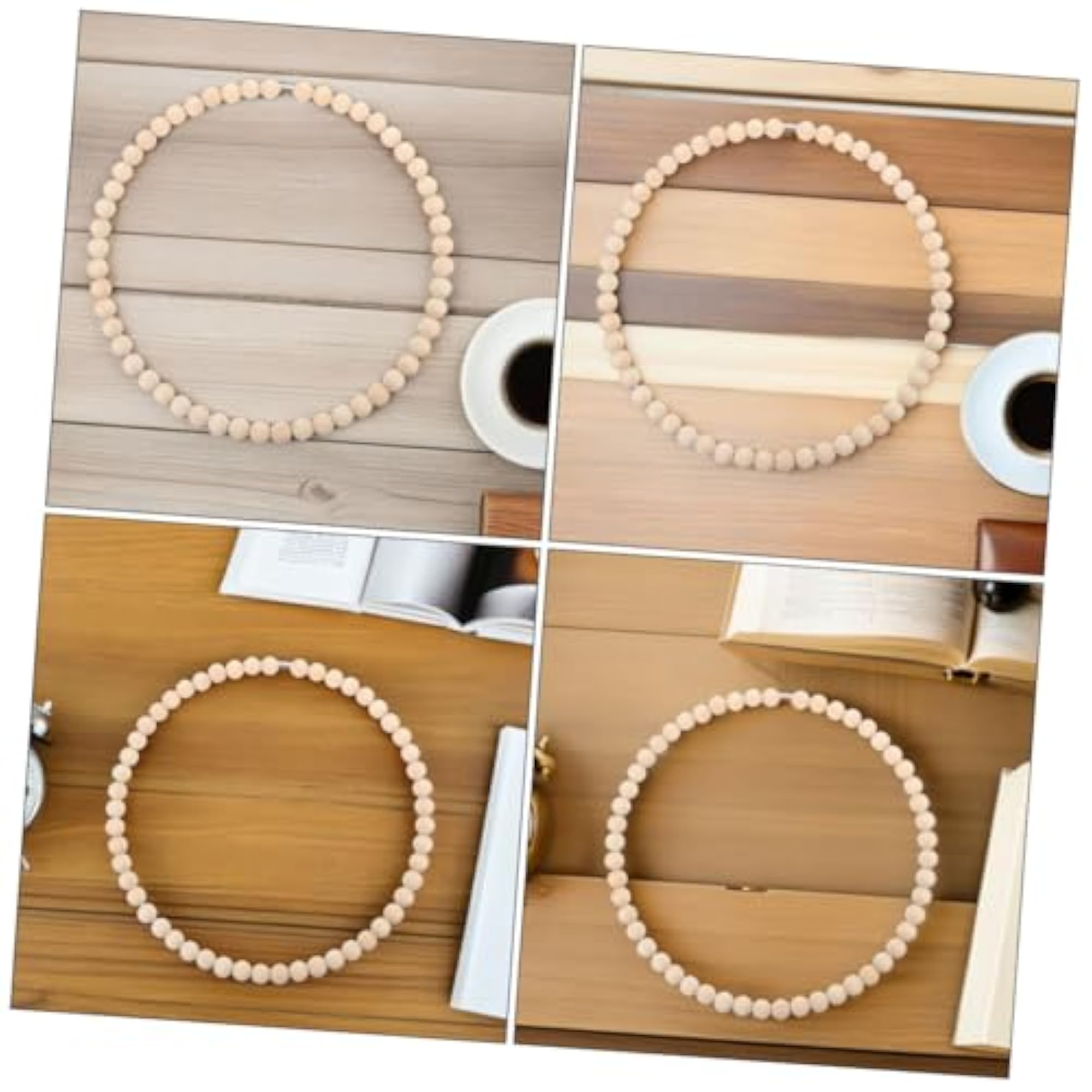 2pcs Stainless Steel Hoop with Natural Beads for Rustic Wedding Decor