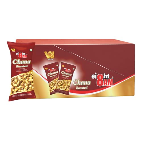 Image of 8 Am Roasted Channa | Bhuna Chana (Desi Chickpeas) Health & Nutrition Mix Crispy Namkeen Snacks Dispenser Box (40g x 20)
