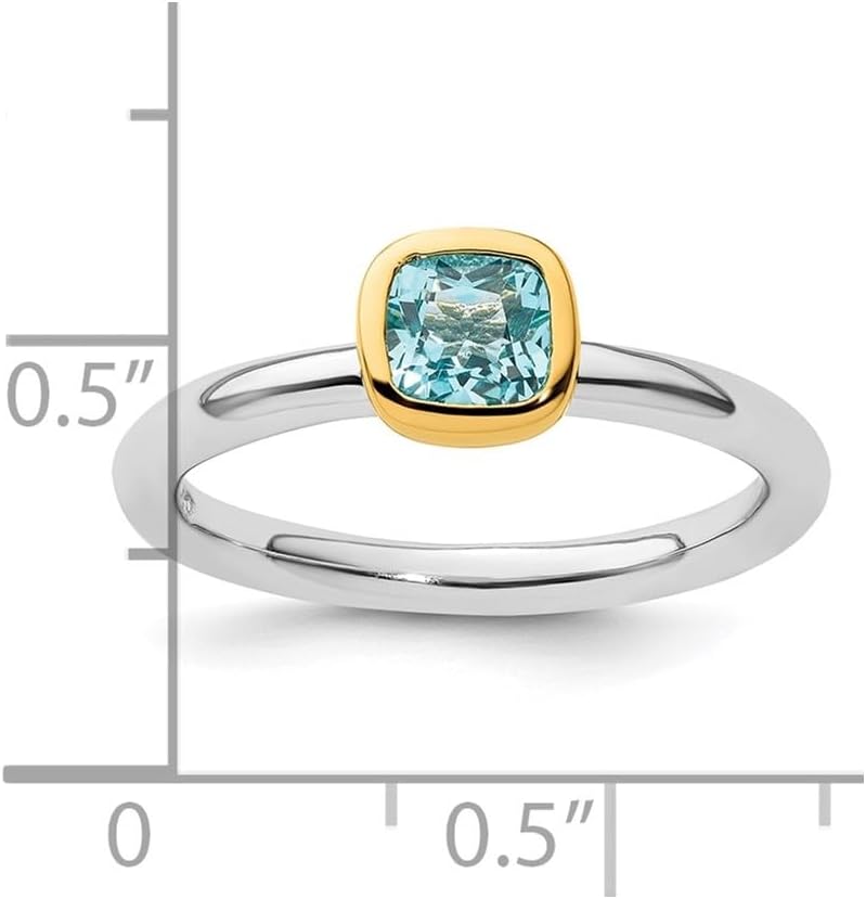 Diamond2Deal Sterling Silver Stackable Expressions Blue Topaz Ring Size 5 to 10 (0.8Ct)