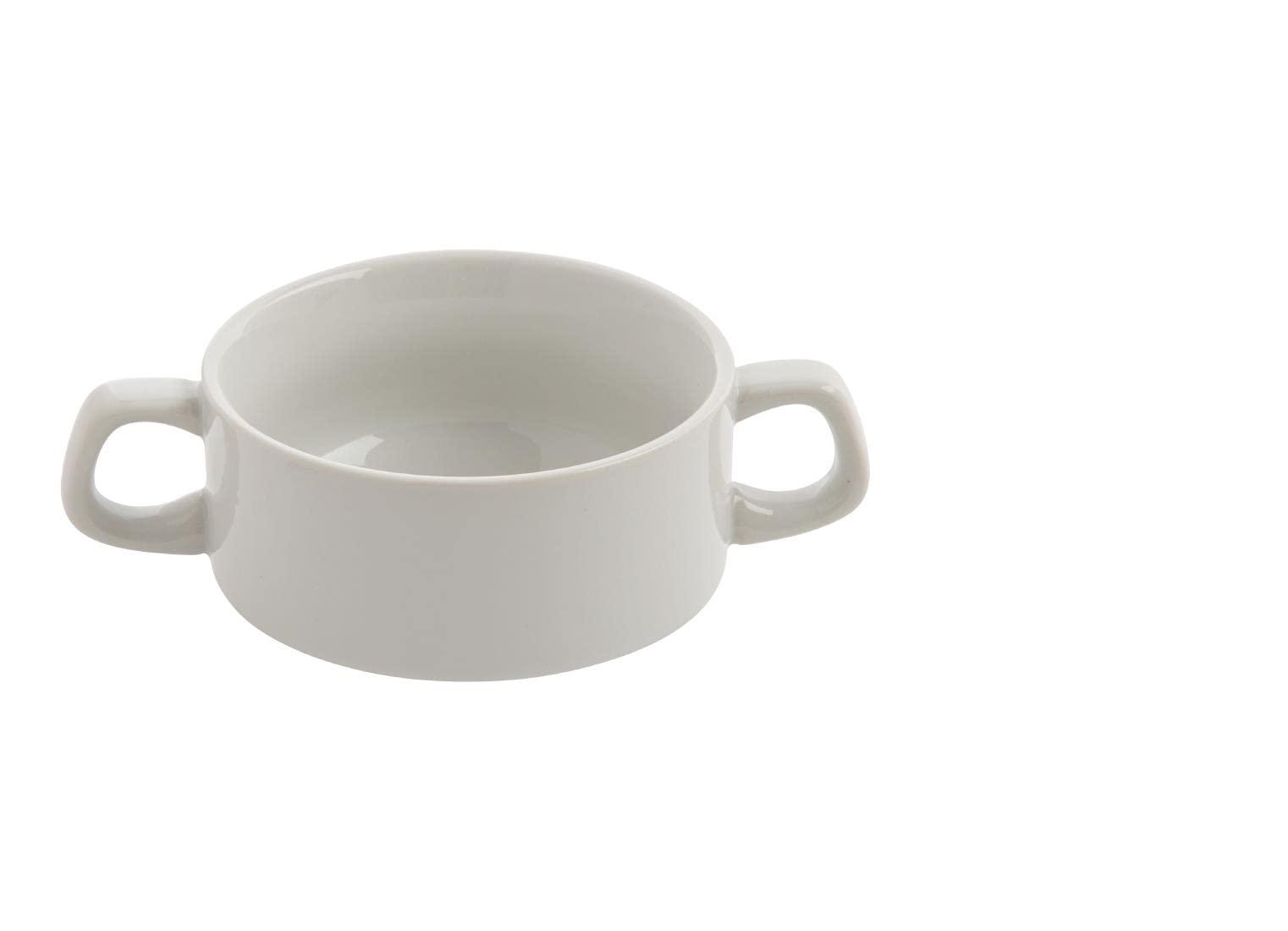Olympia Athena Hotelware Bols à Soupe Empilables Blancs avec Anses 290ml / 10 1/4 ounce, Lot de 12, Diamètre: 107mm / 4 1/4 inch, Porcelaine Résistante aux Éclats | CF369