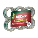 Duck HD Clear Packing Tape - 6 Rolls, 328 Yards Heavy Duty Packaging for Shipping, Mailing, Moving & Storage Clear, Strong Refills Boxes 1.88 In. x 54.6 Yd. (441962)