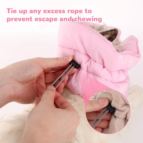 Image of BOXOB Adjustable Recovery Collar for Dogs and Cats, Waterproof & Soft Cat Donut Cone Lightweight Neck Protective Elizabethan for Pets Kitten Kitty Puppy to Prevent Licking Wounds (S, Pink)