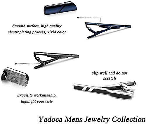 image for YADOCA 8 Pcs Tie Clips Set for Men Tie Bar Clip Black Silver-Tone Gold