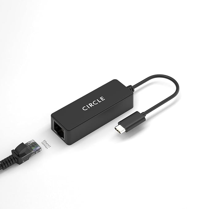 Circle ROOTZ USB Type-C to RJ45 Ethernet LAN Adapter, Up to 10/100/1000 Mbps, for Windows 11/10/8.1/8, macOS, iPadOS, Chrome OS, and Linux OS I Plug & Play