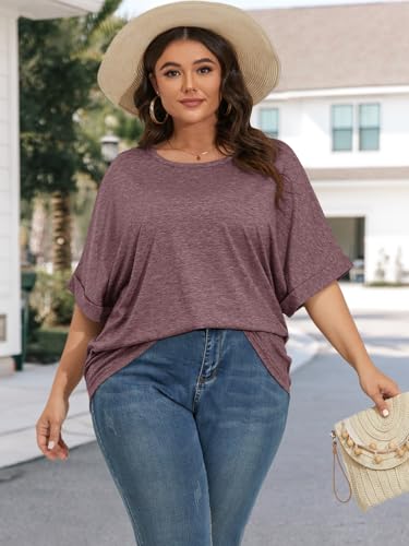 Image of ATHMILE Womens Oversized T Shirts Summer Tops Spring Casual Loose Fit Workout Short Sleeve 2026 Beach Vacation
