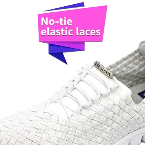 Image of Zee Alexis Women's Danielle Breathable Lightweight Flexible Casual Comfortable Slip-On No-Tie Elastic Laces Woven Sneakers