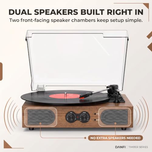 Image of Vinyl Record Player with Built-in Speakers, Bluetooth, 3-Speed Turntable