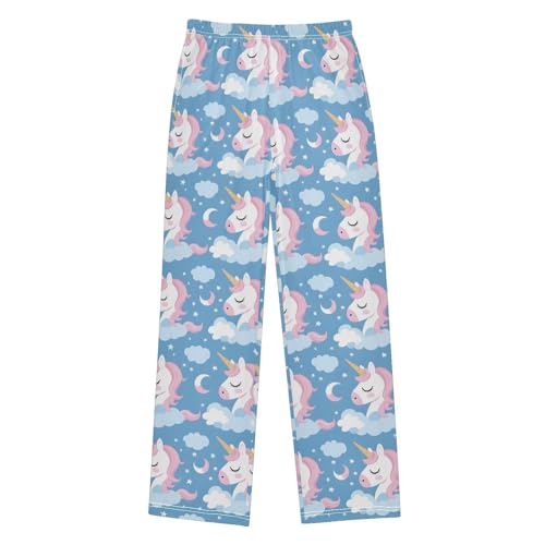 Pink Unicorn with Moon Clouds Pajamas Bottoms with Pockets Comfy Pjs Sleepwear Elastic Waistband Pajamas Pants Lounge Pants