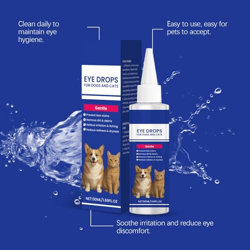 Augentropfen für Hunde und Katzen,Hundeaugentropfen,lindern Augenreizungen und Allergien, helfen bei trockenen Augen und Bindehautentzündungen, Hundetränenfleckenreiniger