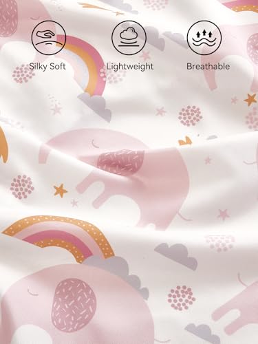 Image of TILLYOU Mini Crib Fitted Sheets - Soft Knit Sheet for Pack N Play, Microfiber Mini Crib Sheets, 38 x 24 Playpen Bedding Sheet for Baby 2 Pack, Machine Washable, Rainbow Elephant