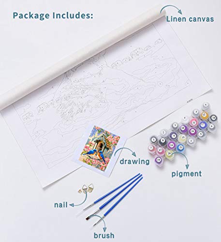 ANBOSE Malen nach Zahlen für Erwachsene, DIY Acrylmalerei-Kit für Kinder und Anfänger mit Pinsel und Acrylpigment auf 16… – Bild 3