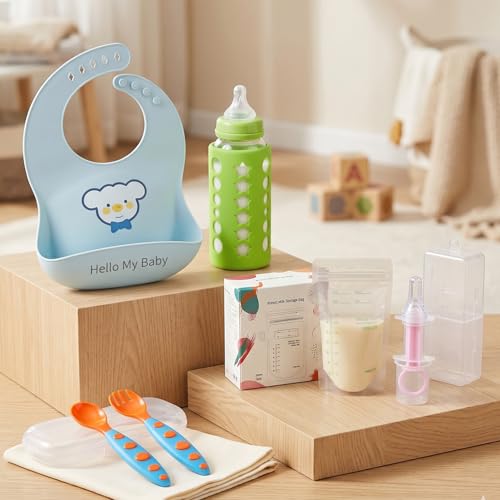 Image of SAFE-O-KID Premium Silicone Baby Bib - Lightweight, Foldable, Non-Toxic Bib with Spill-Proof, Adjustable, Soft, BPA Free Easy-to-Clean Feeding Bib for toddlers - Assorted