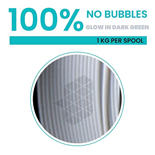 Image of Tesseract Premium PLA + 1.75mm 3D Printing Filament | Dimensional Accuracy + /- 0.03mm | Compatible with Most FDM Printers | 0.5 KG 3D Printer Filament - PLA Glow in The Dark Green (Quantity 1)