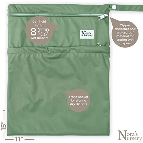 Nora's Nursery Wet Dry Bags with Two Zippered Pockets, Reusable and Washable Wet Bag for Swimming Travel, Beach, Pool - Image 2