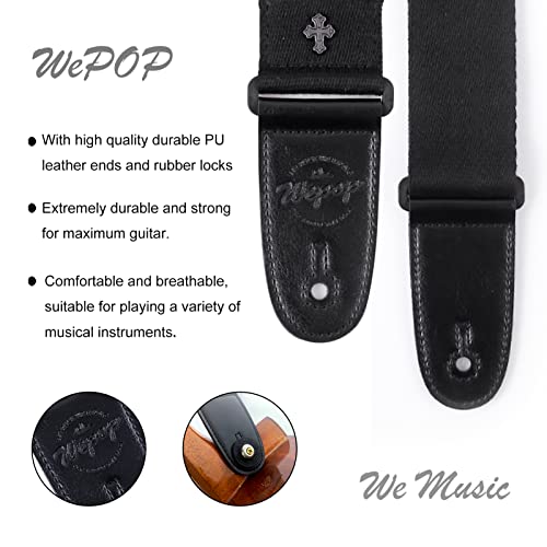 Wepop Sangle de Guitare Noir Ajustable Coton Tissé Avec Extrémités en Cuir Pu, Accessoires pour Guitare Acoustique Basse… - Les Beatles, Paul McCartney, John Lennon, RIngo Starr, George Harrison Wepop Sangle de Guitare Noir Ajustable Coton Tissé Avec Extrémités en Cuir Pu, Accessoires pour Guitare Acoustique Basse… – Image 7