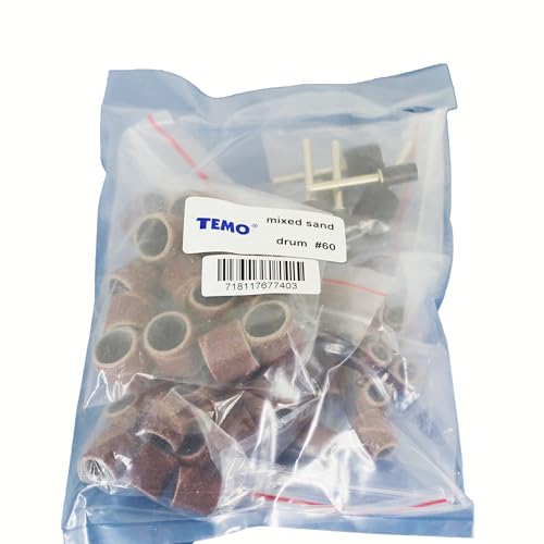 Image of TMAX 51 pc Mixed Size 1 /4 Inch 3 /8 Inch 1 /2 Inch Sand Drum 60 Grit Coarse with 1 /8 Inch Mandrels for Dremel Rotary Tools