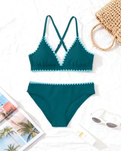 Image of Yonique Womens Push Up Bikini Set - Two Piece Swimsuit V Neck Crisscross Back Bathing Suit 2025 Swimwear