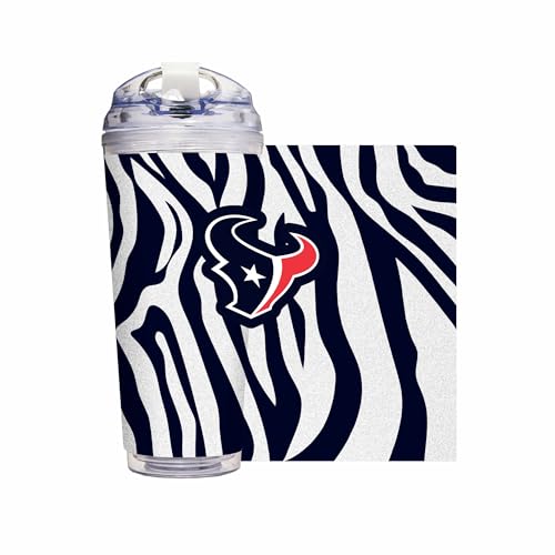 Image of Rico Industries NFL Football Glitter 24oz Acrylic Glitter Tumbler with Hinged Lid, Officially Licensed Double Wall Tumbler with Straw