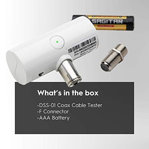 hitron coaxial coax cable tester  accurately detects valid signals on coaxial cable  one-push test  coax outlet testing tool  single pack  model dss-01