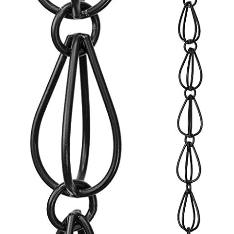 Monarch Rain Chains 17055 Aluminum Teardrop Rain Chain, 8-1/2 Feet Length Replacement Downspout for Gutters, Black Powder Coated Cover