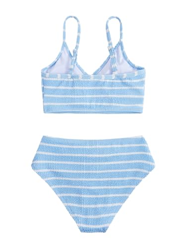 Milumia Girl's Two Piece Swimsuit Striped Spaghetti Strap Wireless Bikini Set2
