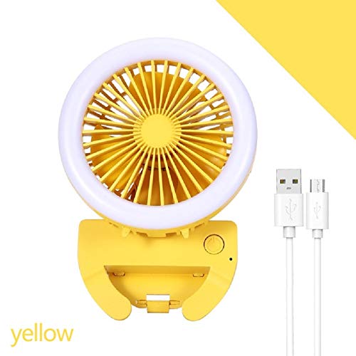 Mini Selfie Ringlicht mit Ventilator Beauty Selfie LED-Blitzlicht-Lampe bewegliches Handy for USB aufladbare Fan (Color : Yellow)
