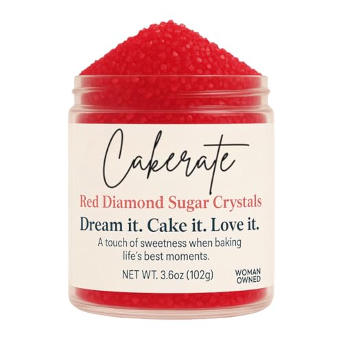 Red Diamond Sugar Crystals | Ideal Decoration Solution for Cakes, Cookies, Cupcakes & Desserts | Sugar Crystals for Baking Topping | Adds Crunch & Shine to Every Sweet Treat - 3.6 oz