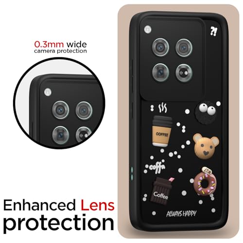 Image of Pikkme Back Cover for OnePlus 12 5G | Cute Fun Cartoon 3D Bear Silicone Full Body Protection Bumper Case (Black)