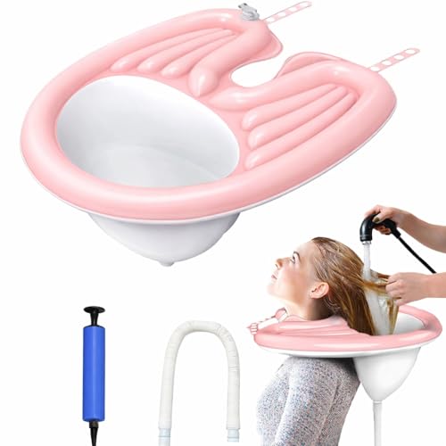 Image of DIALDRCARE Inflatable Washing Hair Basin ShampooTray-Medical for The Disabled,Pregnant Women,Bedridden and Handicapped,Elderly&Child-Wash While in Wheelchair or Chair at Home