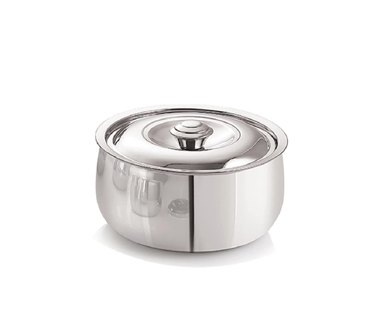 Neelam Stainless Steel Sizzling Belly Hot Pot/Casserole with Lid, 2000 ML, Durable Gas Stove Compatible, Ideal for Versitile Cooking | Dishwasher Safe, Easy to Clean & Maintain.