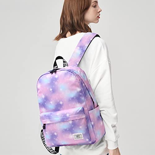 Lohol Lightweight Galaxy Backpacks For Teen Girls & Women, Water Resistance Daypack For Travel, School (Pink&Purple) #TOP1