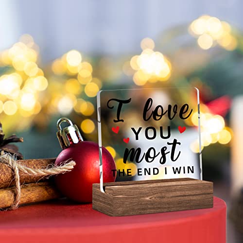 I Love You Valentines Day Gift, Sweet Clear Desk Decorative Sign With Wood Stand, Home Office Positive Plaque Decor For Boyfriend Girlfriend Wife Husband Birthday Valentine's Day Gifts #TOP3
