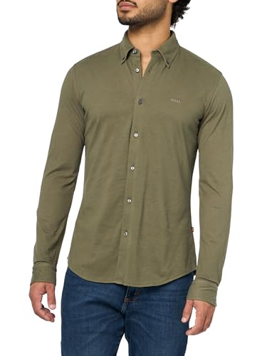 BOSS Men's Garment Dyed Jersey Button Down Shirt